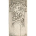 thumbnail image 2 of Sir James Thornhill 9x14 Black Ornate Wood Framed Double Matted Museum Art Print Titled: Design for a Baptism of Christ in an Architectural Setting (Early 18th Century), 2 of 5