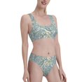 thumbnail image 4 of High Waisted Bikini Sets For Women, Blue Green Paisley Swimsuits Tummy Control, Two Pieces Bathing Suit, 4 of 8