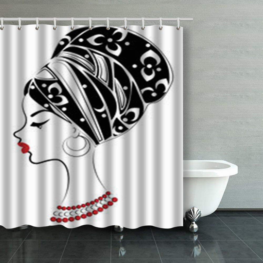 Bsdhome Profile Sweet Lady On Head, Silhouette Shower Curtain