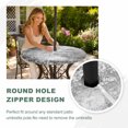 thumbnail image 5 of Round Outdoor Tablecloth with Umbrella Hole and Zipper, Shabby Grey Fitted Table Cover with Elastic Edge for 55-60 Inch, Oil Painting Vintage Art Gray White Waterproof Patio Tablecoths for Picnic, 5 of 9