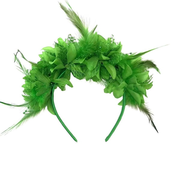 UJNDER Carnival Feather Headband for Parties Festivals Stage Performances and Celebrations Accessories for Women 02-Green