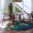 thumbnail image 3 of Retro 8FT Round Area Rugs for Living Room 111 Peacock Feathers Abstract Art Ultra-Thin Non-Slip Round Rugs Machine Washable Low Pile Circle Carpet for Bedroom Kitchen Nursery, 3 of 9