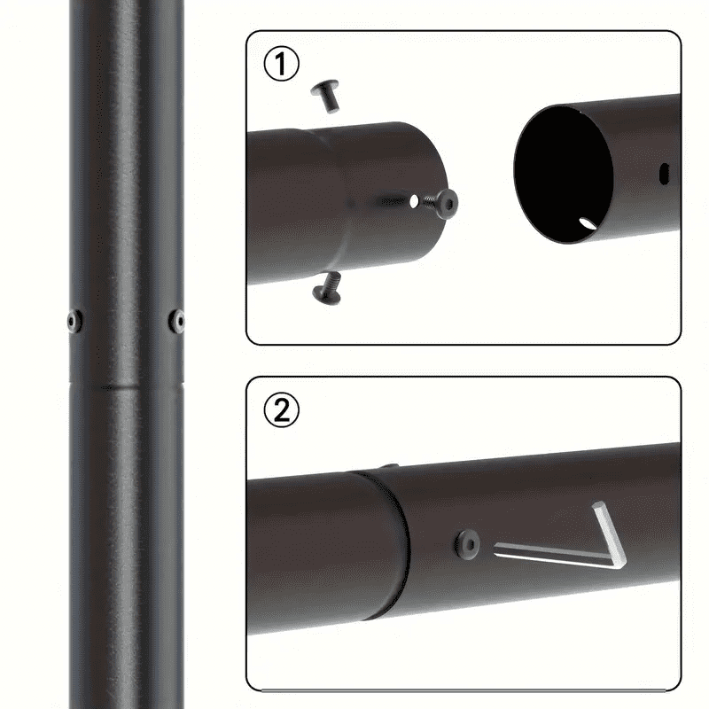 1 set of 118 inch / 3 meters lamp posts, metal lamp post in black finished, outdoor light lamp pole