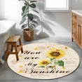 thumbnail image 4 of Sunflower Round Rug 4ft Washable Circle Entryway Rugs Non Slip Vintage Botanical Area Rug Indoor Floor Carpet for Bedroom Kitchen Living Room Home Office Dining Room Nursery, 4 of 8