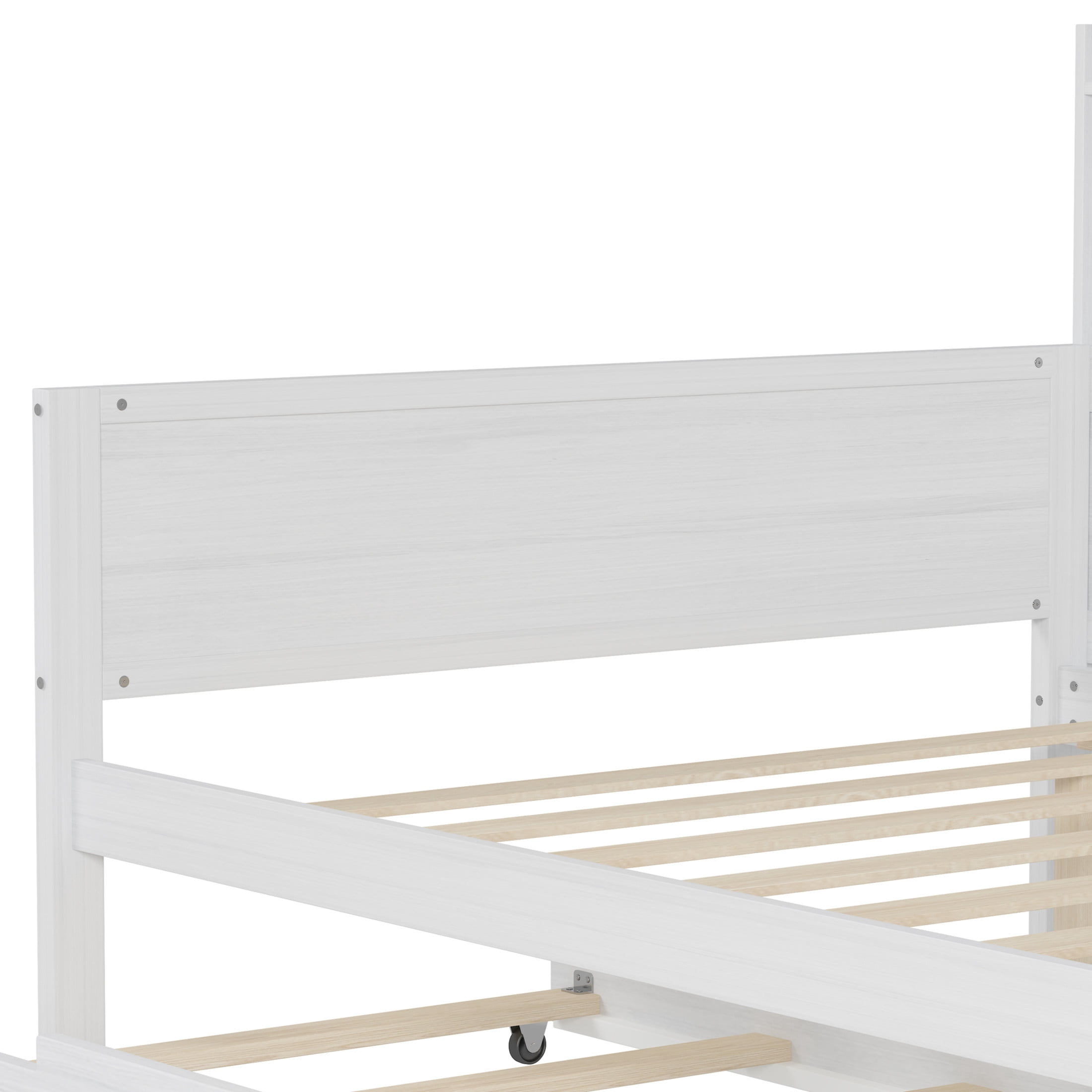 Noble House Twin Size Daybed with Twin Trundle, Storage Shelves and Study Desk, Antique White