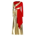 thumbnail image 3 of Nyeemya Women Liturgical Praise Dance Bodysuit Metallic Color Overlay Dress Wide-Leg Jumpsuit Choir Gown Red XXL, 3 of 6