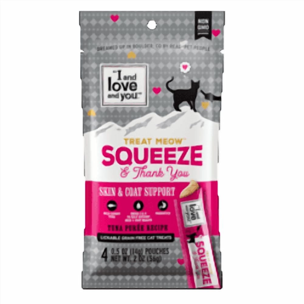 (2 pack) "I and love and you" Treat Meow Squeeze & Thank You Lickable Cat Treat Variety Chicken/Tuna