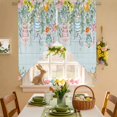 thumbnail image 3 of Easter Eggs Swag Kitchen Curtain Valances, Spring Yellow Pink Floral Leaves Light Green Wood Grain Rod Pocket Curtains Window Treatment Decor Valances for Bedroom Bathroom, 2 Panels 36 x 45 Inch, 3 of 9