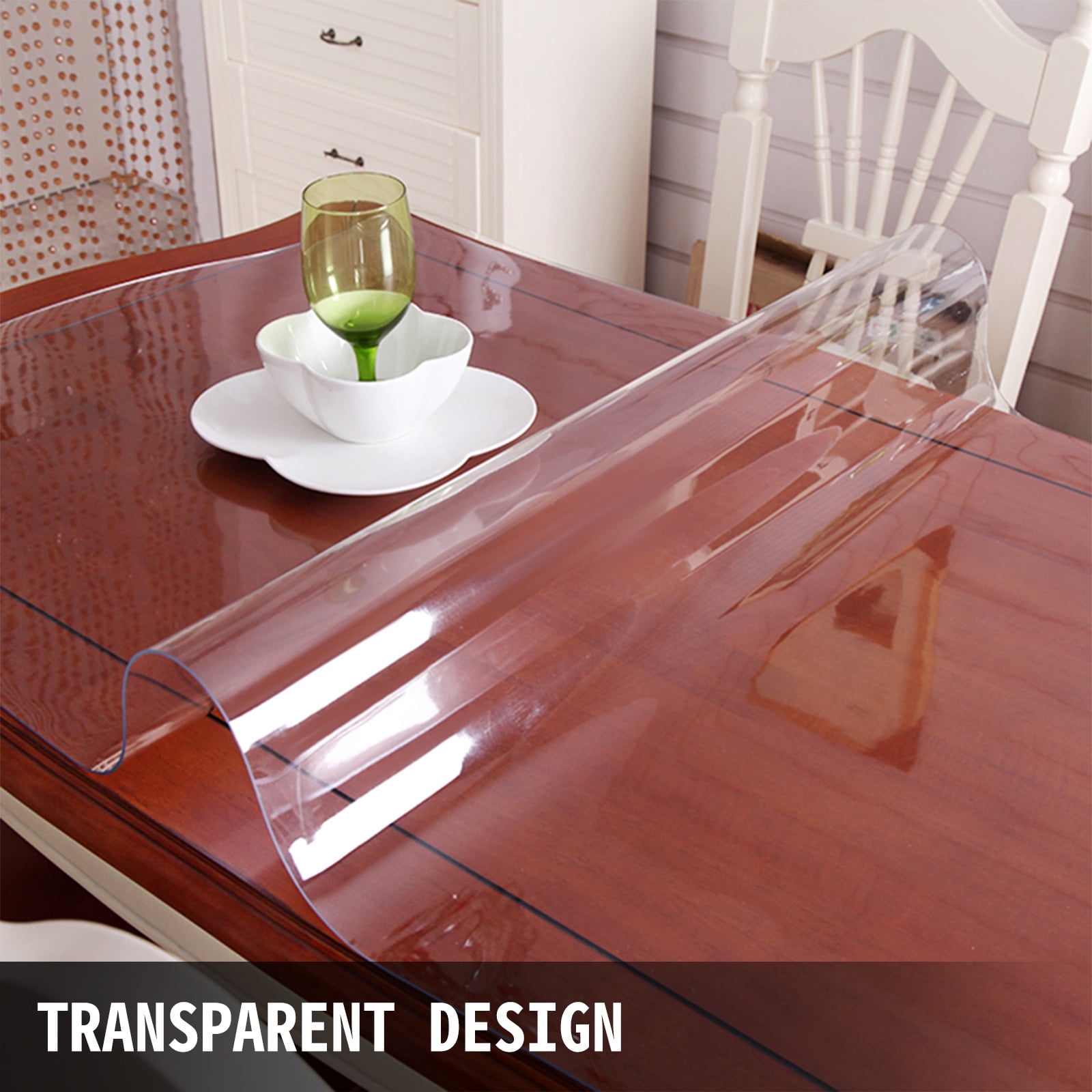 VEVOR Clear Desk Cover Protector 44 x 90 inch, Plastic Clear Desk Pad Mat 1.5mm Thick, Tablecloth Protector, Desk Protector for End Table, Night Stand, Dresser