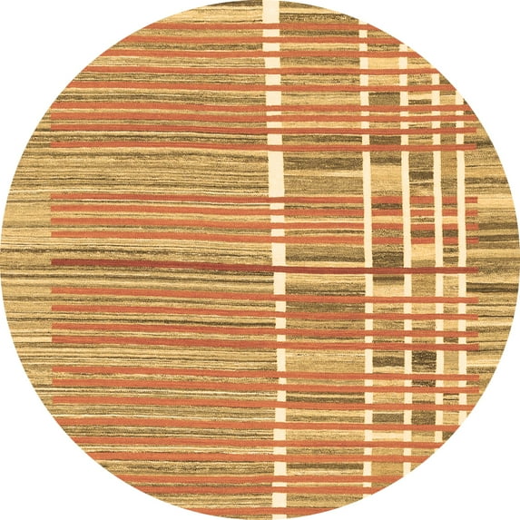 Ahgly Company Indoor Round Abstract Brown Modern Area Rugs, 8' Round