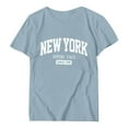 thumbnail image 4 of Camiseta informal de manga corta con hombros descubiertos y estampado de letras en inglés para mujer., 4 of 4