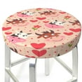 thumbnail image 3 of Rateoe cow bull with flower and heart Pattern Round Bar Stool Seat Covers,Washable Stool Cushion Slipcover Elastic Bar Chair Covers for 12-14 Inch Chair-13 inch, 3 of 7