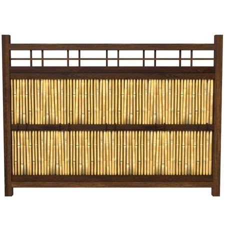 Red Lantern 4 ft. x 5.5 ft. Japanese Bamboo Kumo Fence
