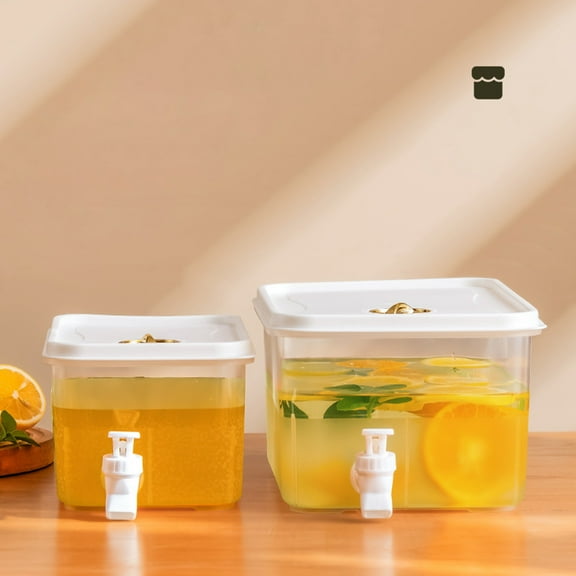 Cold Kettle with Lid, Eco-friendly Carafe, Mix Drinks, for Hot and Cold Lemonade, Iced Tea Beverage Jar, for Refrigerator Kitchen, White Plastic, by FAJHHA