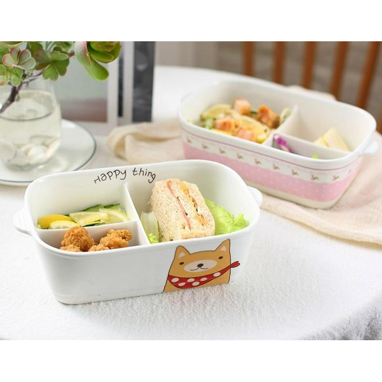 Ceramic Fresh Bowl Worker Cute Bento Lunch Box With Lid Sealed Microwave  BROWN Model