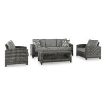 Pemberly Row Modern Gray Outdoor Sofa/Chairs/Table Set - Set of 4