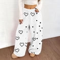 thumbnail image 2 of Womens Sweatpants Fuzzy Plush Heart Print Elastic Waist Cozy Lounge Wide Leg Sweatpants Women Black L, 2 of 8