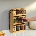 thumbnail image 3 of Basicwise Versatile 3-Tier Bamboo Spice Rack and Pantry Organizer with 9 Glass Jars – Perfect for Countertop Storage in Kitchens to Keep  Seasoning Containers Neatly Displayed and Easily Accessible, 3 of 10