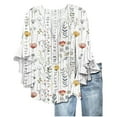 thumbnail image 2 of Gamivast 3/4 Length Sleeve Womens Tops Summer Cute Button Floral Printed Graphic Tees V Neck Ruffle Blouses Flowy Shirts XXL or Placed Recently by Me Delivery Status, 2 of 5