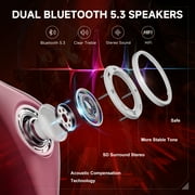 GTRACING Gaming Chair with Speakers Bluetooth and Footrest in Home Leather Office Chair, Pink