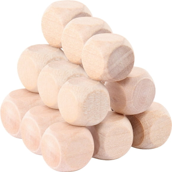 HLONK Wooden Dice 100pcs Unfinished 6 Sided Blocks for Games & Parties