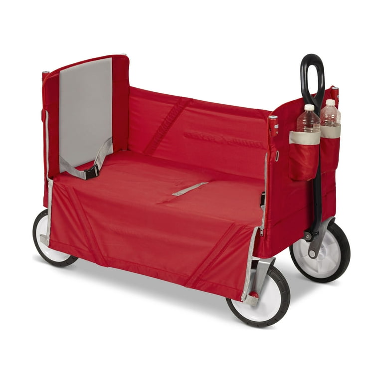 Radio Flyer Family All Terrain Double 3 in 1 EZ Fold Wagon with Canopy Seat Belts Red Walmart