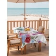 thumbnail image 2 of Outdoor Tablecloth with Umbrella Hole for Patio/Picnic/Party/Camping, Pink Spring Floral Waterproof Table Cloth Rectangle Table Cover Washable, Watercolor Birds Farmhouse Elegant (60"x 102"), 2 of 9