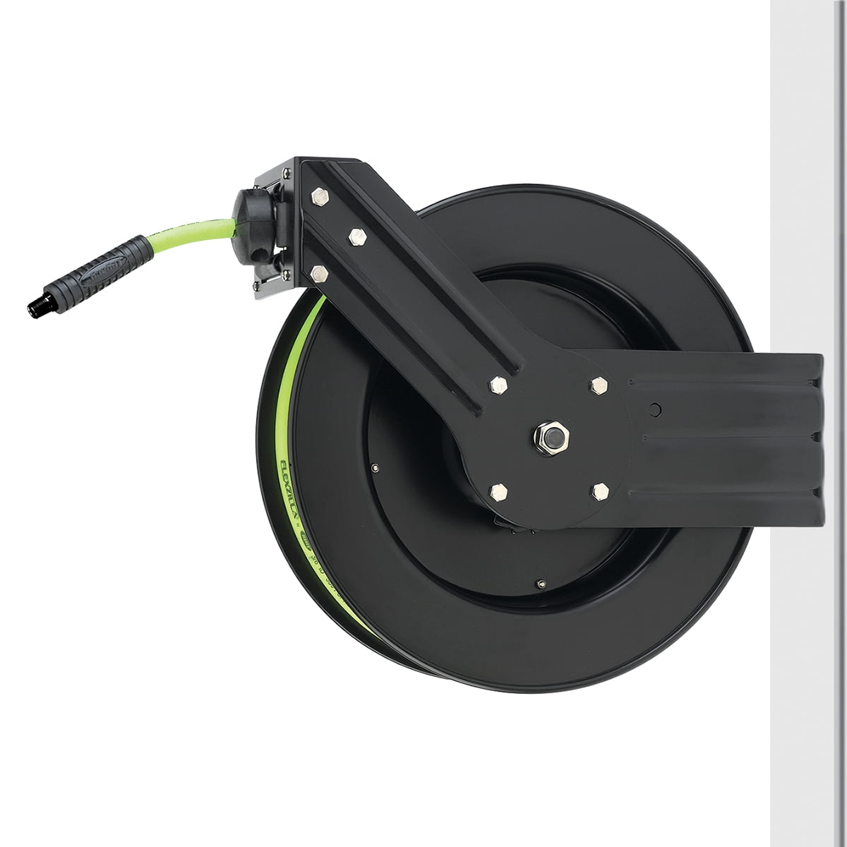 Flexzilla® Retractable Air Hose Reel, Open Face, Single Axle Arm, 3/8" x 25', ZillaGreen™