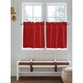 thumbnail image 6 of Red Half Window Curtains 24 Inches Long, Farmhouse Burlap Solid Red Color Modern Linen Texture Window Treatment Curtain Drapes, Short Curtains Tiers for Kitchen Over Sink, 27.5"x24", 2 Panels, 6 of 7