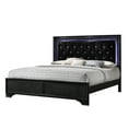 thumbnail image 2 of 1pc Modern Glam Style King Size Upholstery LED Panel Bed Wooden Bedroom Furniture Black, 2 of 6