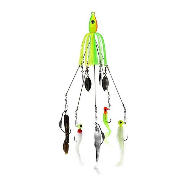 Alomejor Umbrella Fishing Lure with 5 Arms Rig 18g Rotating Sequins Alabama  Umbrella Rig Bait for Outdoor Fishing