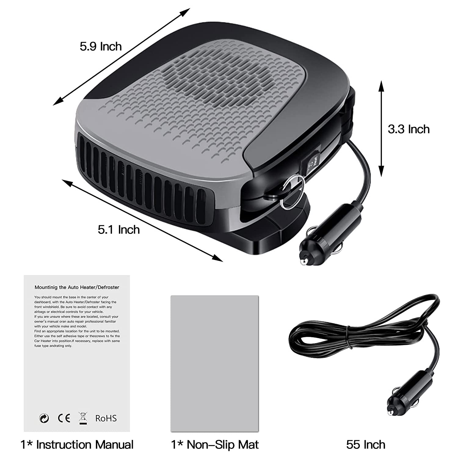 MKING 150W 12V Portable Car Heater Automotive Decorative Interior Hardware & Accessories, Black