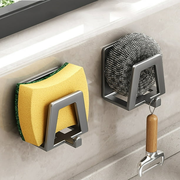 Estante de Pared para Fregadero de Cocina: Soporte Metálico Impermeable para Esponjas, Tapas de Ollas y Tablas de Cortar, con Adhesivo 3M, Gris o Blanco.