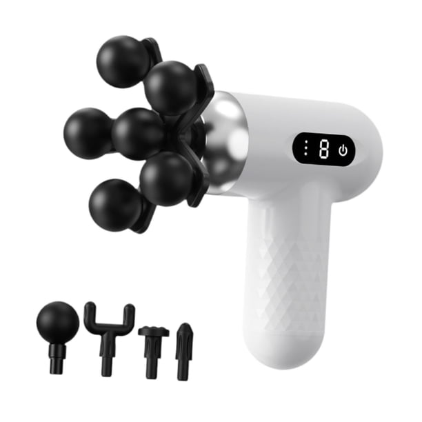 Relajante muscular de tejido profundo, masajeador de cabeza profesional, 8 modos, recargable por USB Blanco