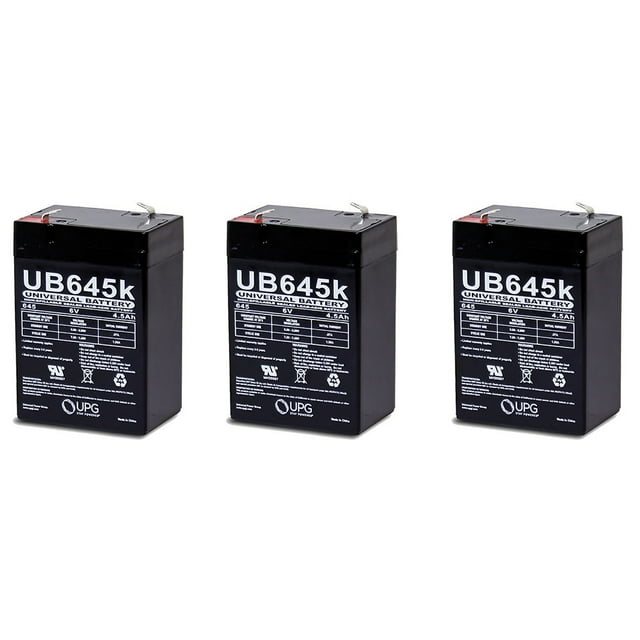 UB645 PS640 6V 4.5Ah Sealed Lead Acid SLA Alarm Battery - 3 Pack