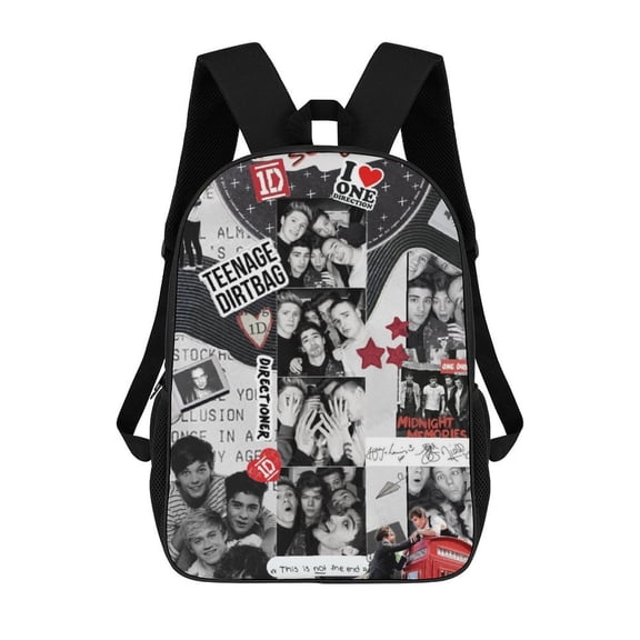 17 Inch Casual Shoulder Bookbag, One Direction Backpack Knapsack Travel Bag Outdoor Hiking