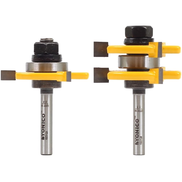 Yonico Router Bits Tongue & Groove Set 1/4-Inch Plywood Panel 2 Bit 1/4-Inch Shank 15231q