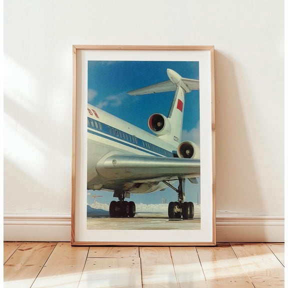 Vintage Soviet Airliner Cold War Aviation Mid Century Modern Travel Art Aircraft, Unframed Poster