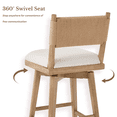 thumbnail image 5 of Guyou 26" Bar Stools Set of 4 - Swivel Counter Height Farmhouse Stools with Woven Back & Line Fabric Upholstery, Solid Wood Frame Kitchen Island Stools for Pub or Home, Natural Back, 5 of 7