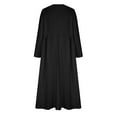 thumbnail image 7 of QUINDOS Dresses for Women Beach V-neck Sundress Long Sleeve Plus Size Dresses Summer Pockets Cotton Linen Solid Color Maxi Long Dresses for Women, 7 of 7