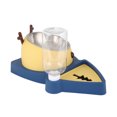 thumbnail image 4 of Juego de comedero de comida para mascotas y dispensadores de agua automáticos con cuenco de acero inoxidable desmontable para mascotas pequeñas y medianas, color amarillo y azul, 4 of 12