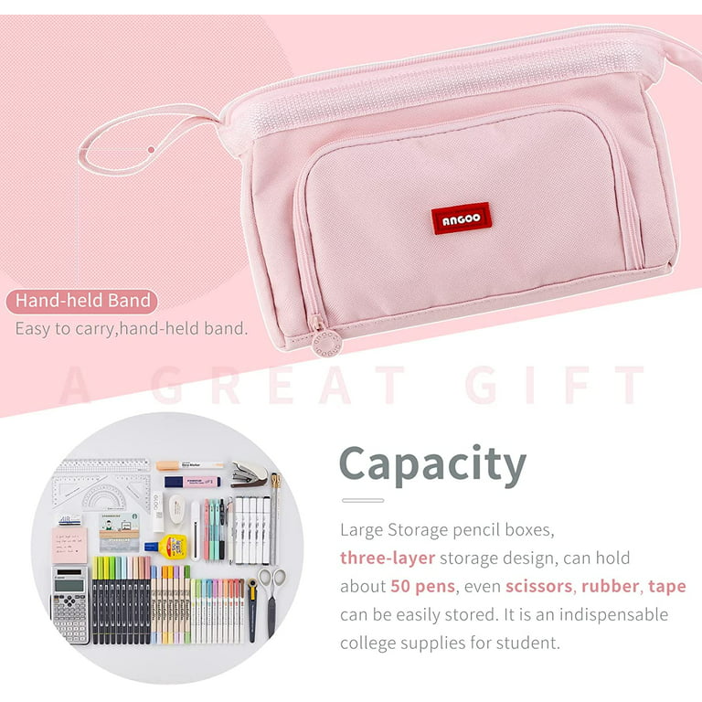 CICIMELON Pencil Case Large Capacity Pouch Pen Bag for Light Pink