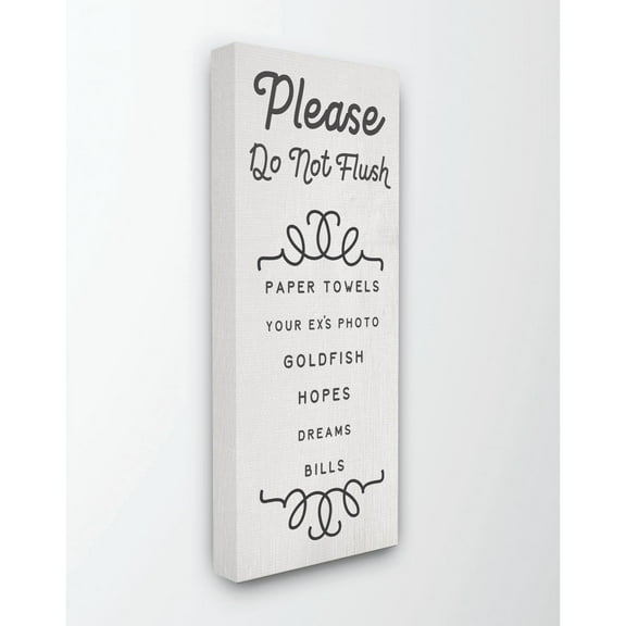 Stupell Industries Do Not Flush Funny Bathroom Word Design Canvas Wall Art by Daphne Polselli