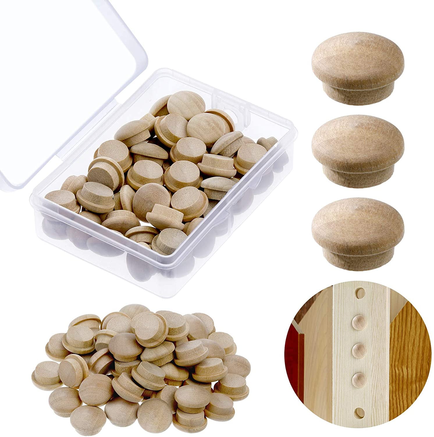 50 Pieces Button Plugs Wood Button Top Plugs Furniture Plugs Wood Screw