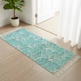 thumbnail image 3 of Teal Coral Coastal Hallway Runner Rug 2'x5', Ocean Nautical Seaside Beach Washable Kitchen Runner Rug with Tassels, Laundry Room Rugs Woven Cotton Carpet for Bedroom Entryway Front Door, 3 of 9