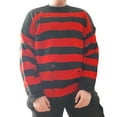 thumbnail image 2 of Kurt Cobain Ripped Hole Red And Black Striped Sweater - Mens 3XL, 2 of 22