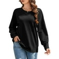 thumbnail image 2 of JYLFC Plus Size Sweatshirt for Women Lightweight Crew Neck Long Sleeve Shirts Black 2XL, 2 of 8
