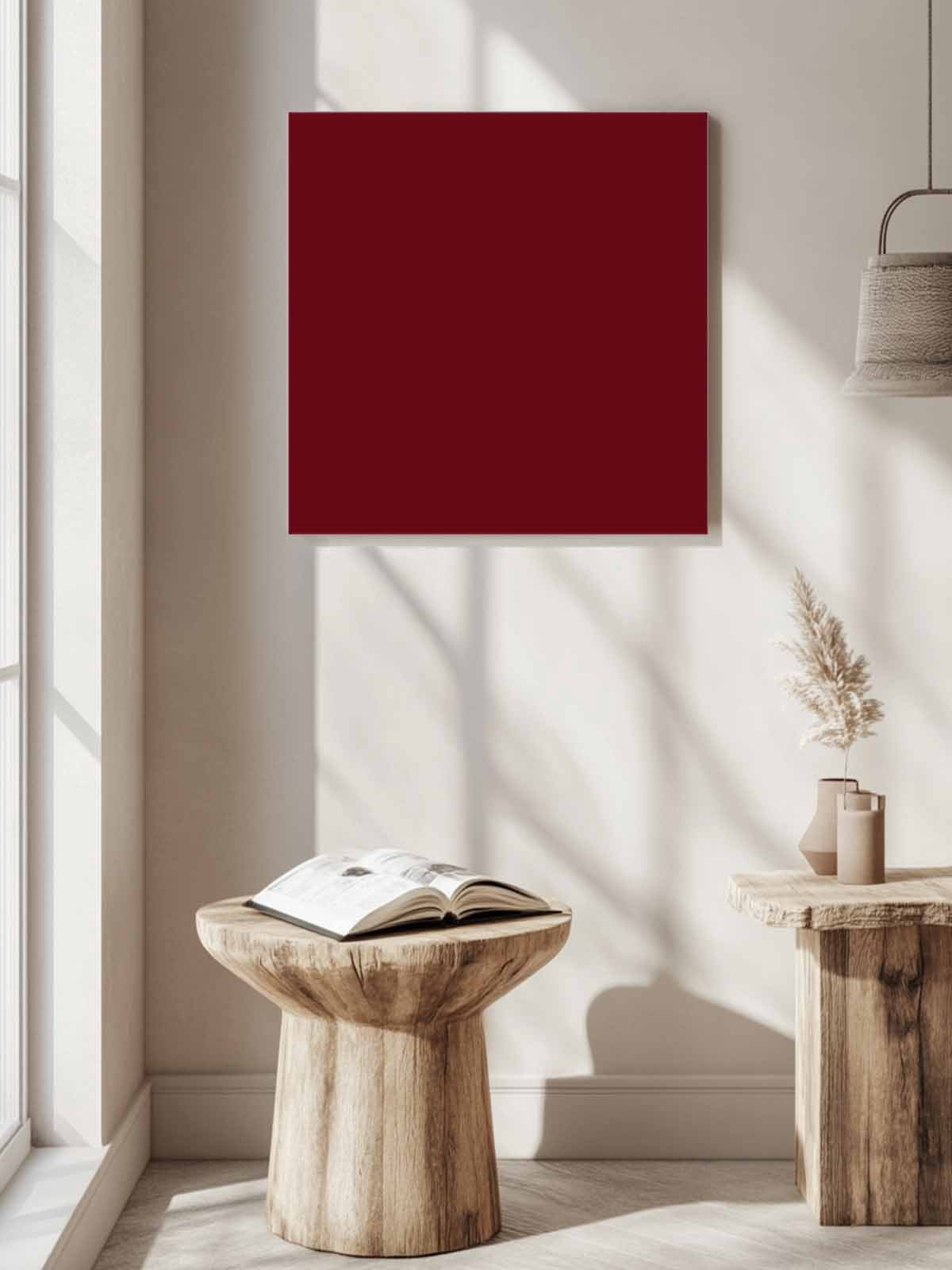Solid Color Canvas Wall Art, Wine Red Framed Wall Decor Modern Artwork Prints Painting for Living Room, Bedroom, Kitchen & Cafe Decor 12x12 Inch