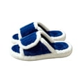 thumbnail image 6 of uublik Comfy Fuzzy Slippers for Women Open Toe Memory Foam House Shoes Indoor Outdoor Non Slip House Slides, Blue, 6 of 7