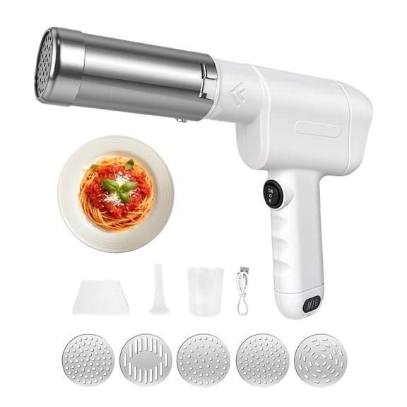 M Buder Electric Pasta Maker, Automatic Cordless Pasta Machine, Homemade Noodle Maker for Kitchen,5 Replaceable Stainless Trays,  Cutting Machine